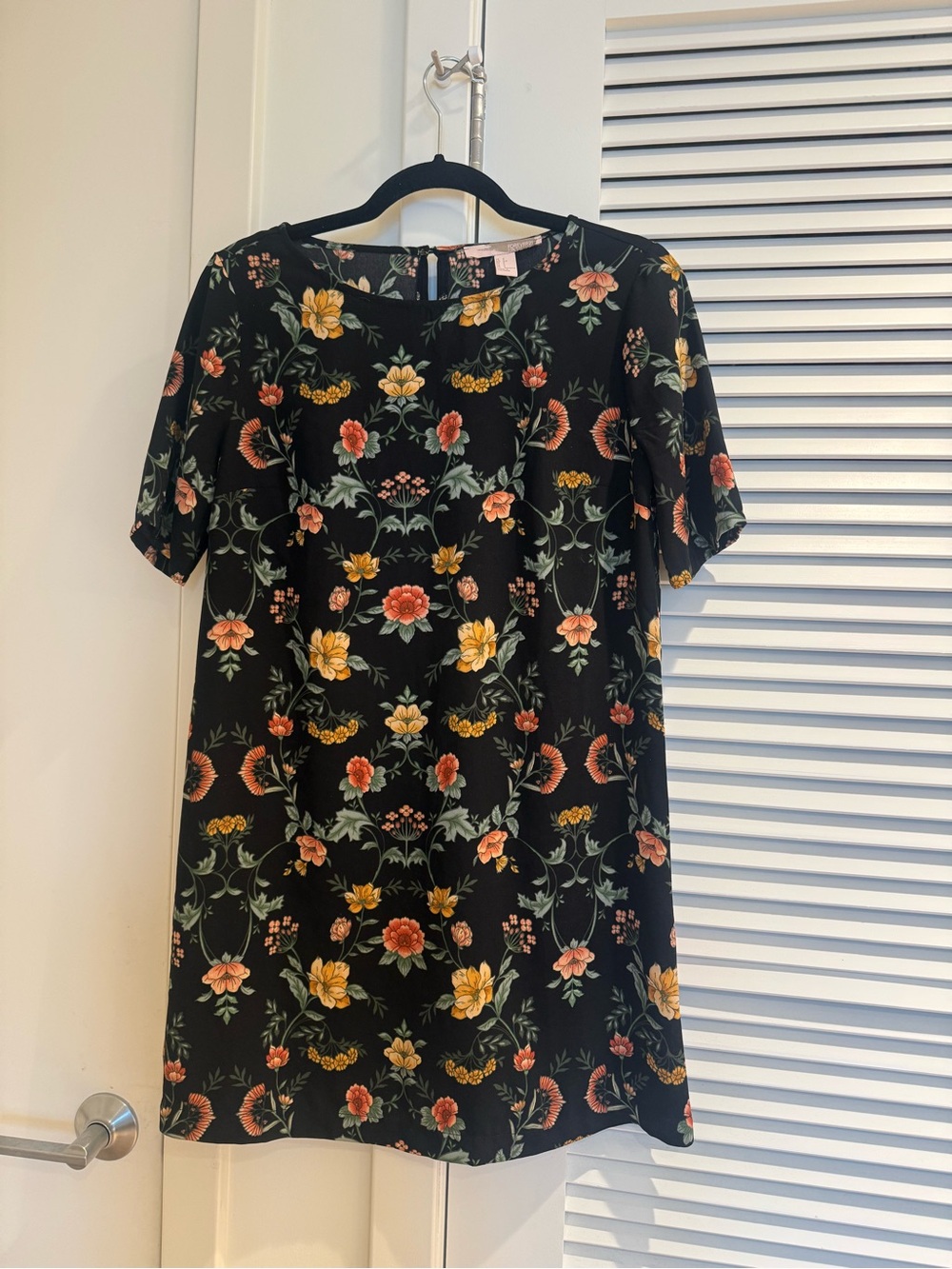 Forever 21 Black Mini Dress with Yellow & Coral Floral Print